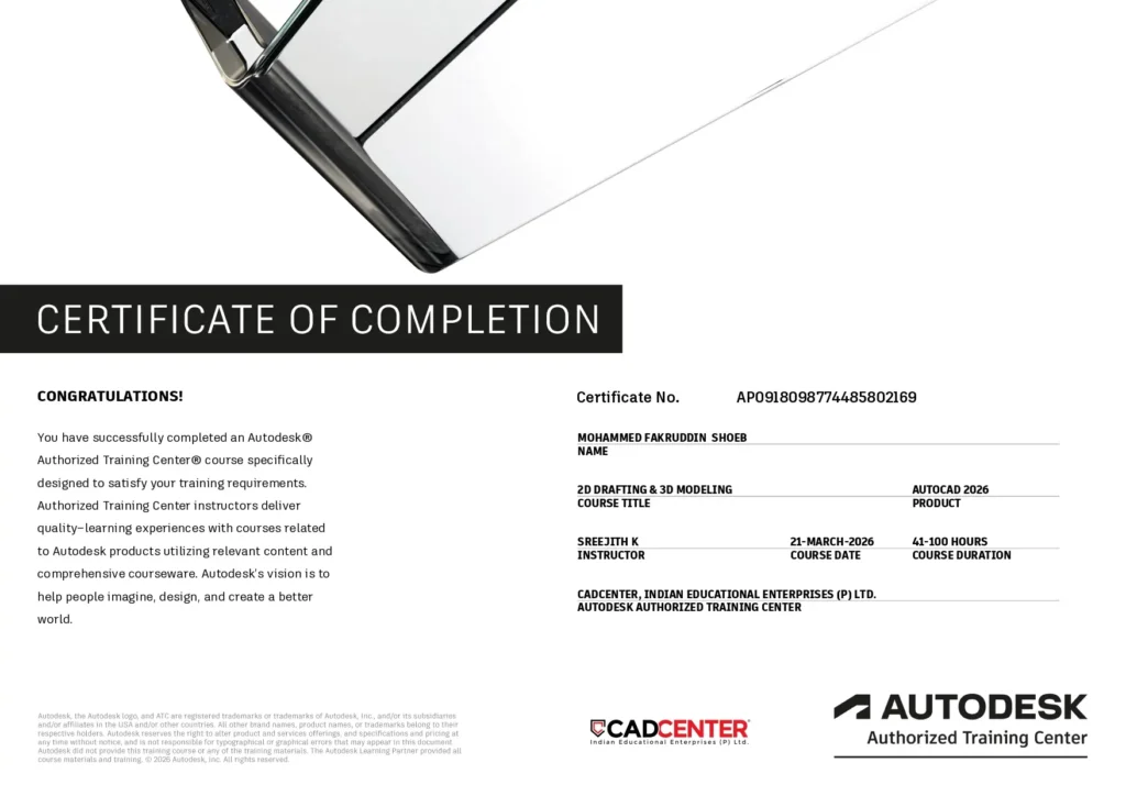 Autodesk Certification in CAD Center