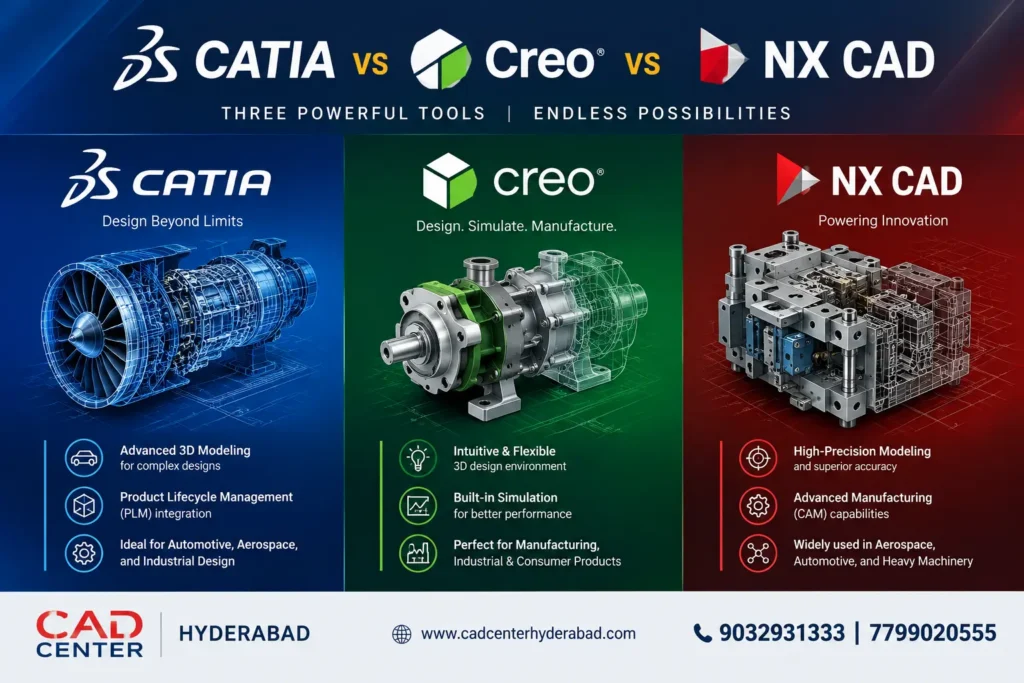 CATIA vs Creo vs NX CAD